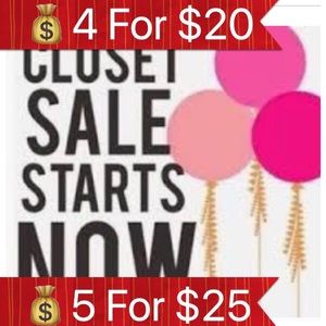 One Day Sale: Items only: 4 For $20, 5 For $25